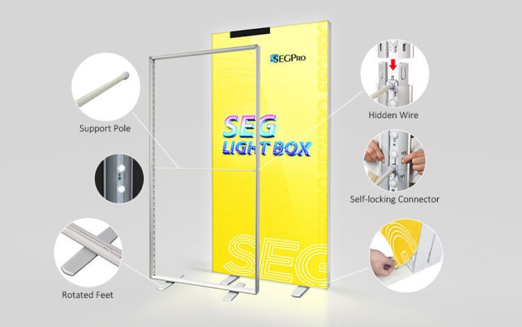 Lingtong fabric extrusion aluminum frame led seg lightbox 85mm