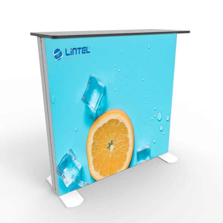 Lingtong exhibition display booth light box counter portable promotional table seg fabric light box counter