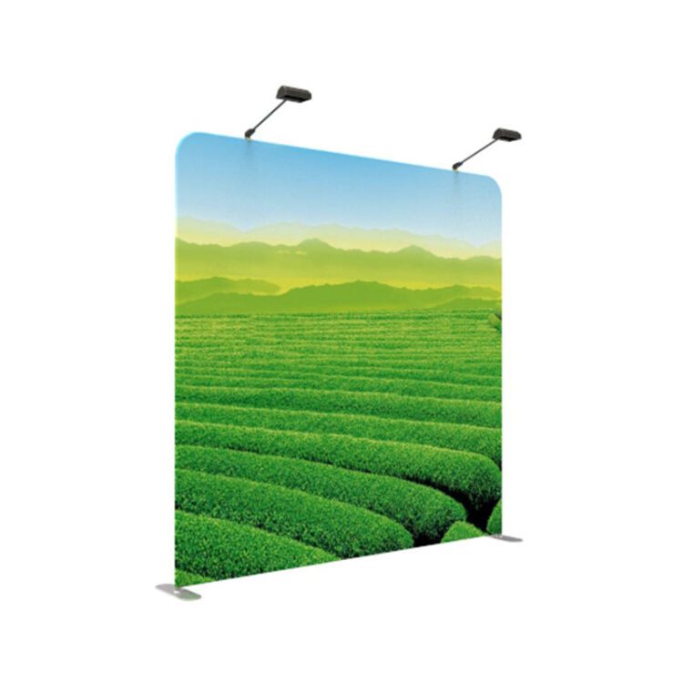 Lingtong custom printing 8ft 10ft straight tension fabric trade show tube display birthday party back drop stands