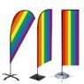 Custom printed bow flags american promotional banners wind swooper base spikes sex blank fear show pole maker