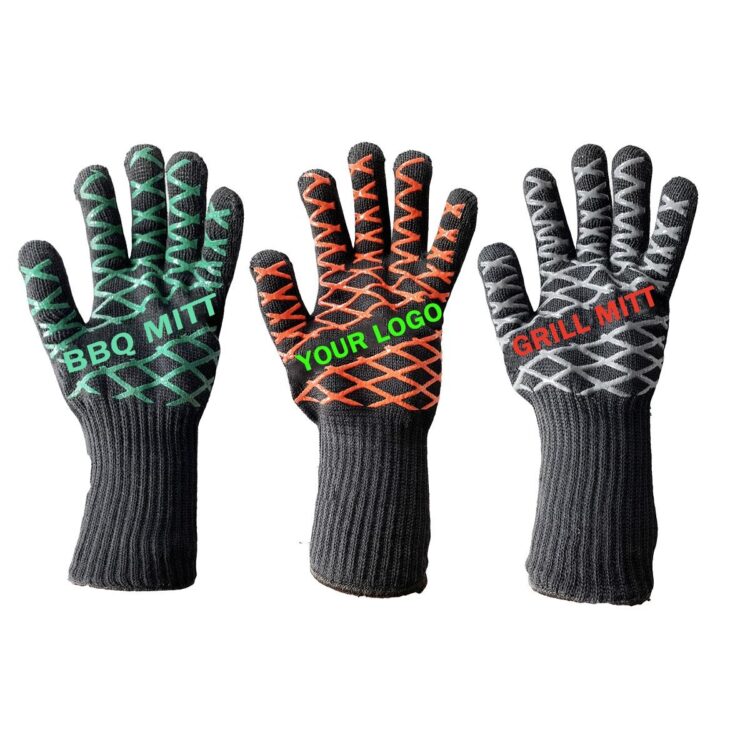 800 degree heat flame resistant silicone five fingers oven cooking gloves kitchen smoker baking pit pot holder black bbq mitt