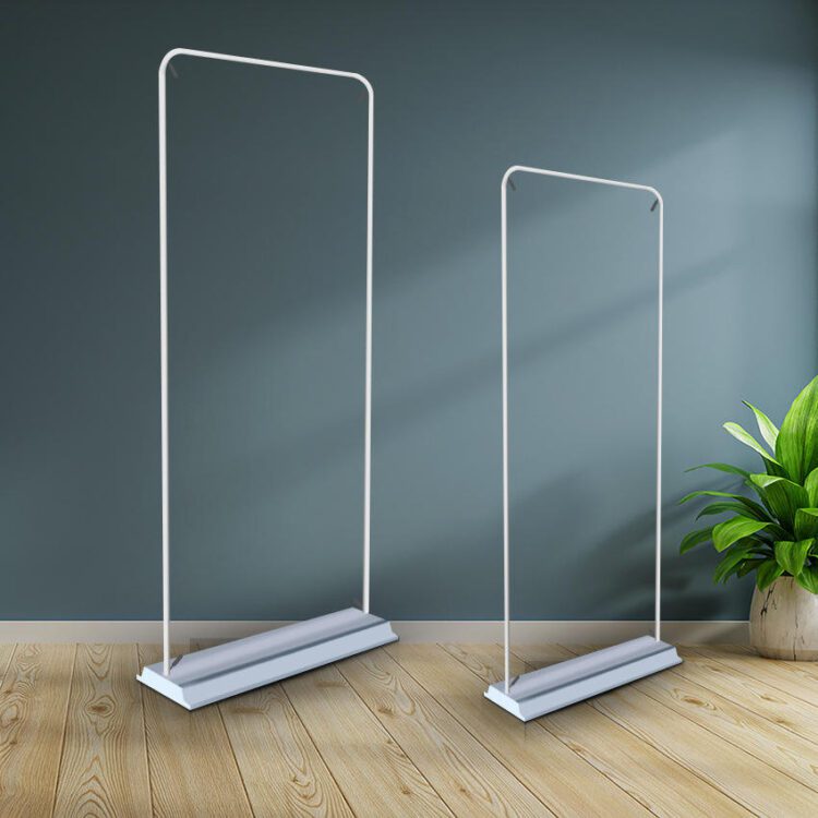 Custom outdoor hanging iron frame door shape banner stand - promotion