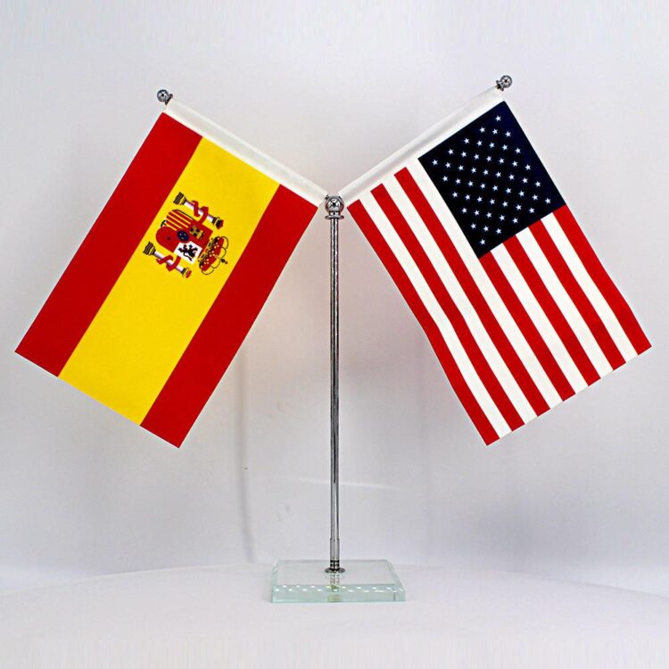 Single double side mini desk flag with metal pole and base small table flag for office
