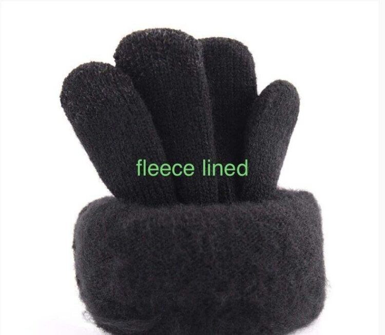 Custom logo stretch winter warm thermal acrylic touch screen grip glove kids children knit magic glove mitten oeko tex