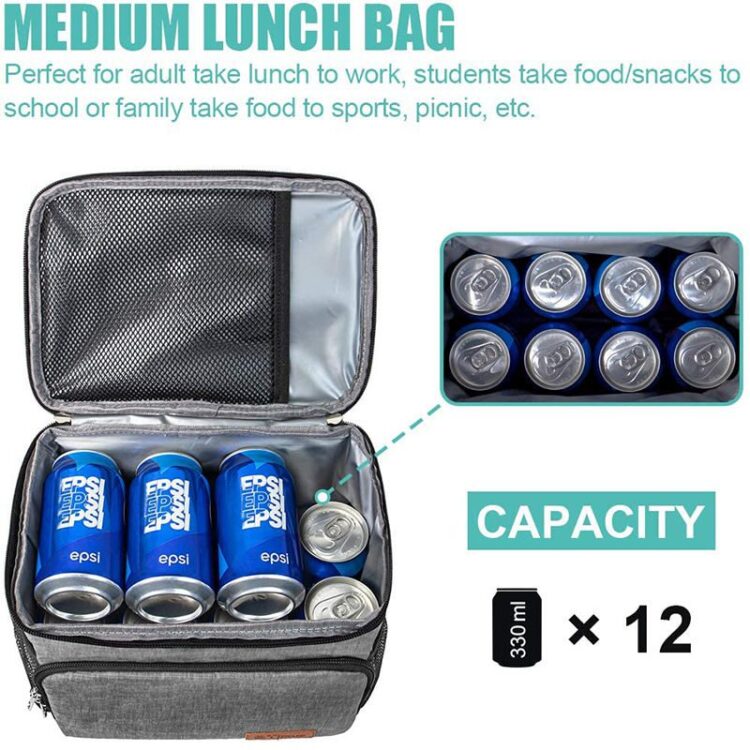 Factory custom office picnic hiking adults insulated leakproof reusable cooler lunch box lunch tote bag for women men kids