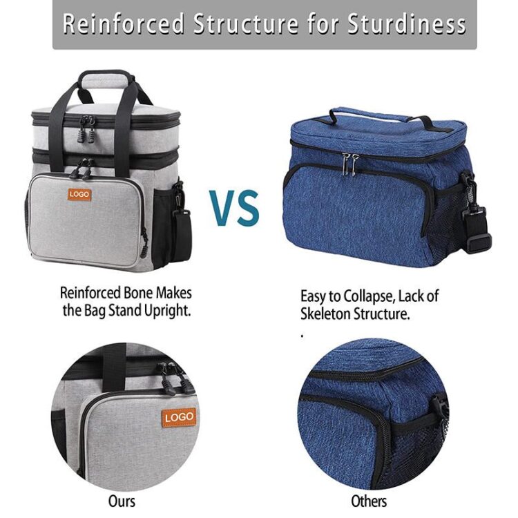 Custom 16l waterproof leakproof insulated heavy duty double decker multi-layer multi-compartment large lunch box for men women