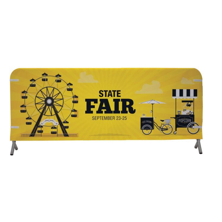 Double-sided campaign barricade covers - custom printed crowd barrier jackets