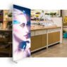 Stand indoor ultra slim digital shop sign light box 60mm fabric led light cosmetic box