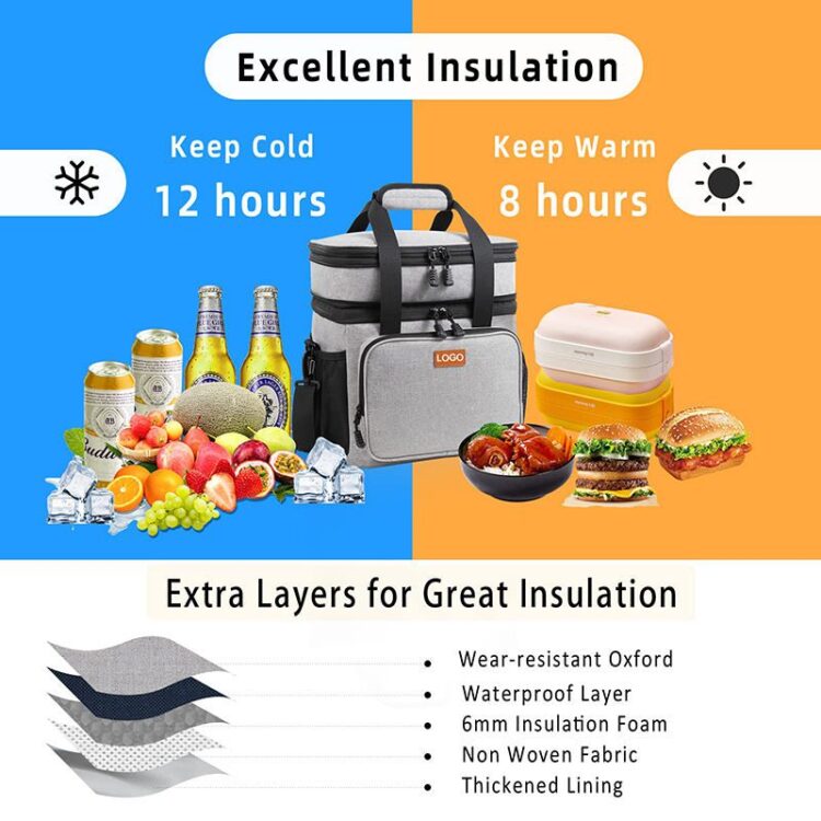 Custom 16l waterproof leakproof insulated heavy duty double decker multi-layer multi-compartment large lunch box for men women