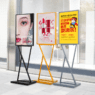 Double sided display floor sign holder stand heavy duty slide-in metal poster stand factory wholesale