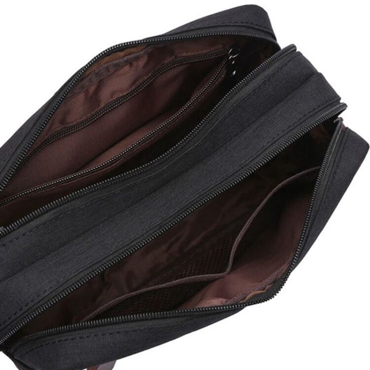 Black casual high quality canvas toiletry storage cosmetic bag with handle