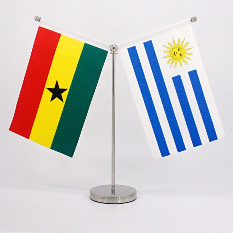 Single double side mini desk flag with metal pole and base small table flag for office