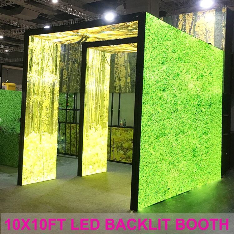 New modular design easy build portable 10x20ft aluminum frame seg tension fabric led backlit exhibition display trade show booth