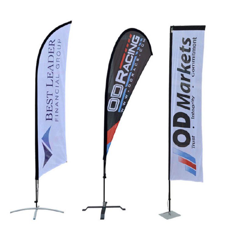 Advertising custom glass fibre flying banners bali bow sail swooper teardrop flag feather beach flag banners with pole