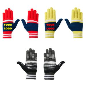 Custom logo thermal winter acrylic stretch magic gloves screen touch for kids women
