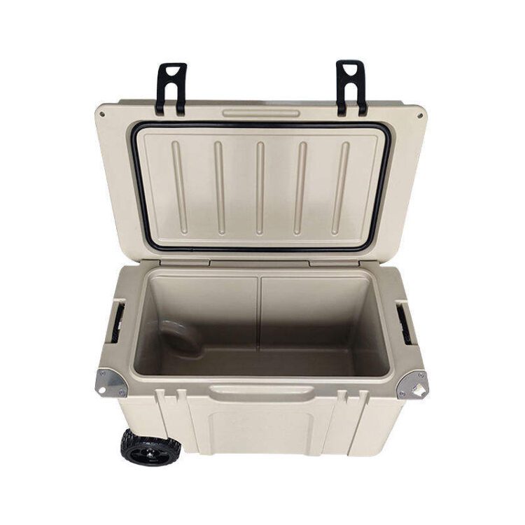 Custom logo latest design ice rotomolded cooler box with wheels