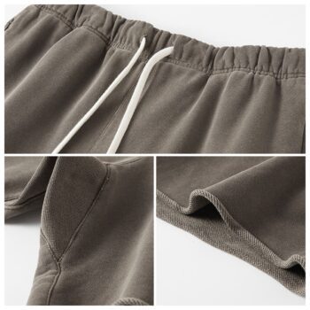 Oem manufacturer fashion acid washed raw bottom shorts for men streetwear vintage blank shorts for men french terry shorts