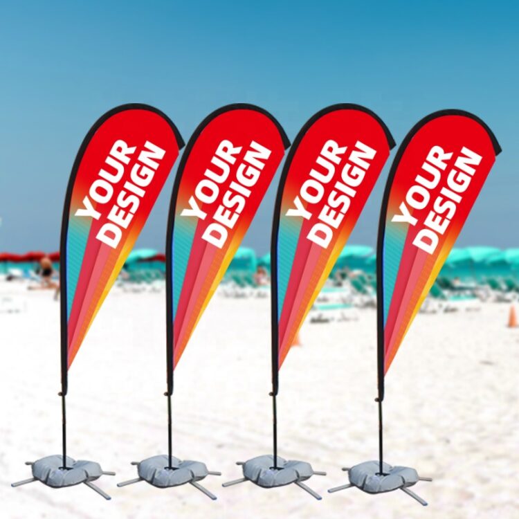 Advertising custom glass fibre flying banners bali bow sail swooper teardrop flag feather beach flag banners with pole