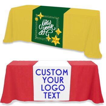 Custom business logo tablecloth personalised printed table runner for weddings birthdays event