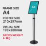 Wholesale classic free-standing vertical telescoping arms heavy aluminum extrusion menu snap frame sign board stand