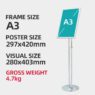 Wholesale menu stand a3 poster display floor stand a4 adjustable paper holder