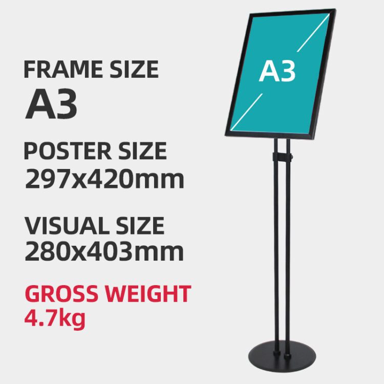 Wholesale menu stand a3 poster display floor stand a4 adjustable paper holder