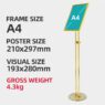 Wholesale menu stand a3 poster display floor stand a4 adjustable paper holder