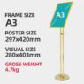 Wholesale menu stand a3 poster display floor stand a4 adjustable paper holder