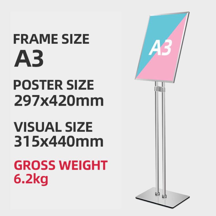 Wholesale menu stand a3 poster display floor stand a4 adjustable paper holder