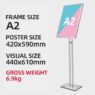 Wholesale menu stand a3 poster display floor stand a4 adjustable paper holder