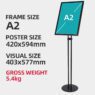 Wholesale menu stand a3 poster display floor stand a4 adjustable paper holder