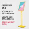 Wholesale menu stand a3 poster display floor stand a4 adjustable paper holder