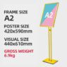 Wholesale menu stand a3 poster display floor stand a4 adjustable paper holder