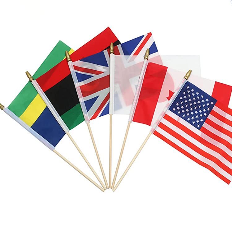 Hot selling china manufacturer cheap custom polyester car window hand fans mini national hand waving flag