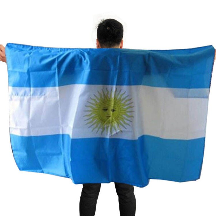 Custom 3x5 ft vivid color argentina body flag for football events national day sports games with elastic loop