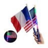 Promotional wholesales personalized design logo 100% polyester campaign light up mini hand flags with led flashing poles