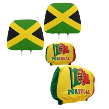 Spandex fabric stretched custom printed logo sublimation country national car headrest cover flag