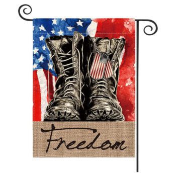 Memorial day freedom boots garden flag linen burlap 4th of july independence day patriotic american veteran soldier burlap flags