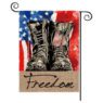 Memorial day freedom boots garden flag linen burlap 4th of july independence day patriotic american veteran soldier burlap flags