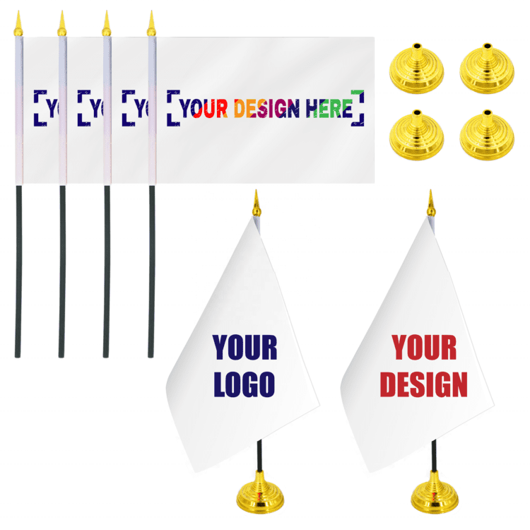 Wholesale custom design print hand flag desk flag desk decoration with stands custom logo desk flags