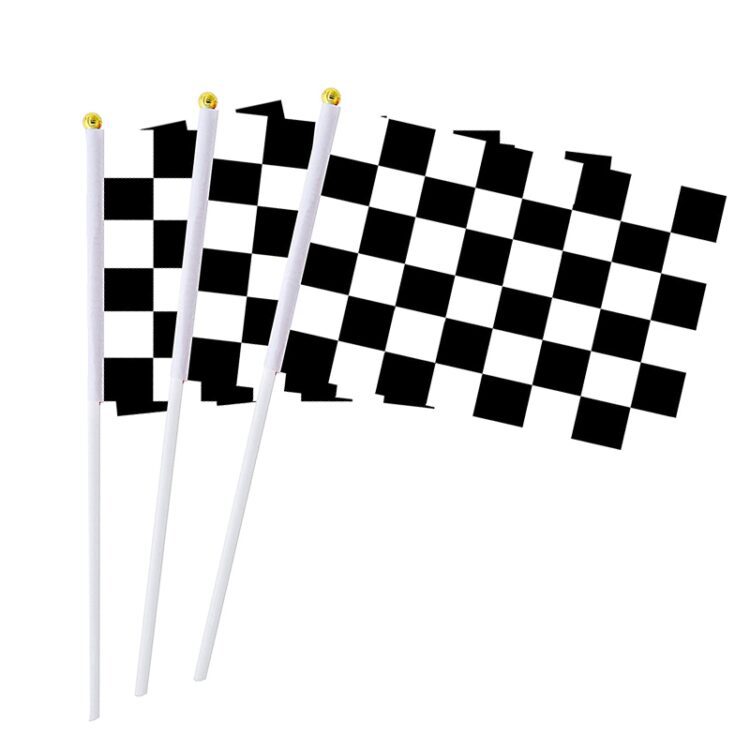 Aozhan custom logo hand waving stands flags mini checkered flag car race racing flag