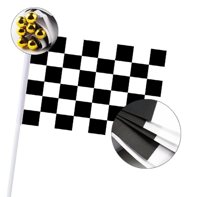 Aozhan custom logo hand waving stands flags mini checkered flag car race racing flag