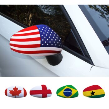 Wholesale high quality different national spandex custom car mirror cover flag, custom car rear view mirror flag