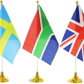 Custom mini table flag small desk flags vivid color table flag with stand
