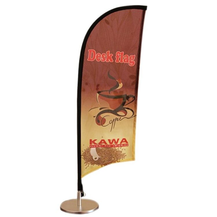 Mini table desk banner flag with teardrop and block shape for custom advertising