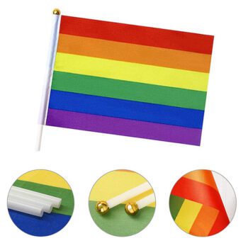 Wholesale 100% polyester gay pride flags 14*21cm 10x15cm mini small lgbt rainbow hand flags