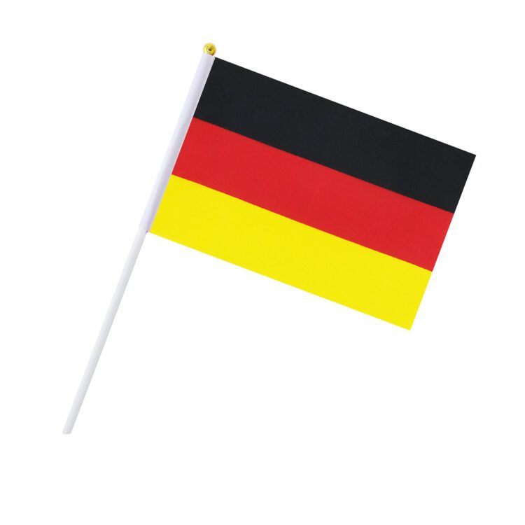 Flag suppliers 100%polyester custom fans small hand us flag printed germany stick flag with wood pole