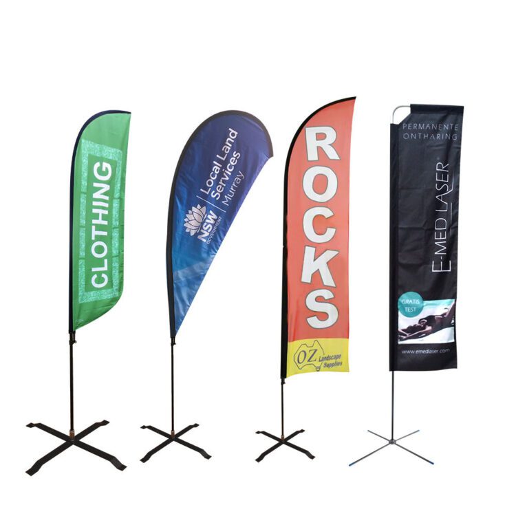 Custom logo printing feather flying flag advertising feather banner bow beach flag