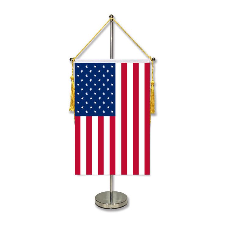 Custom office flag mini 14*21cm table flag with stand desktop flagpole flag holder