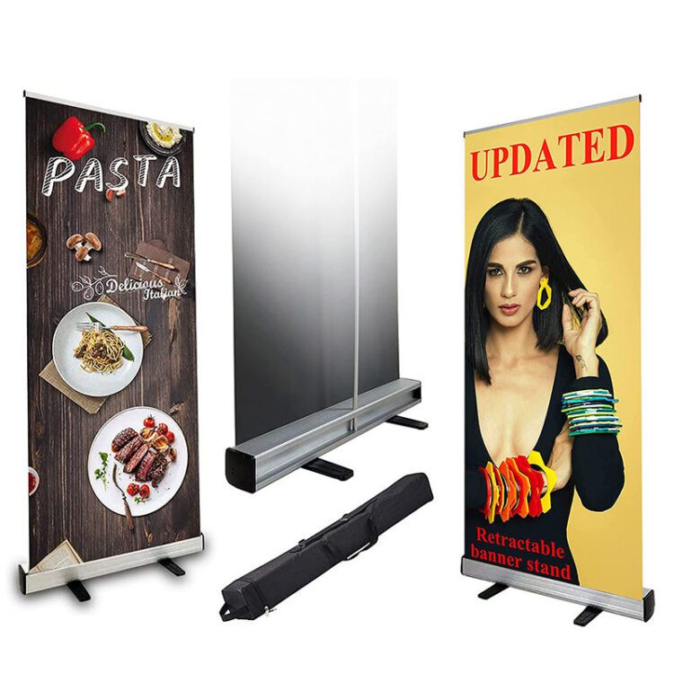 Hot selling expo roll up standing display small big promotional stands exhibition retractable banner stand